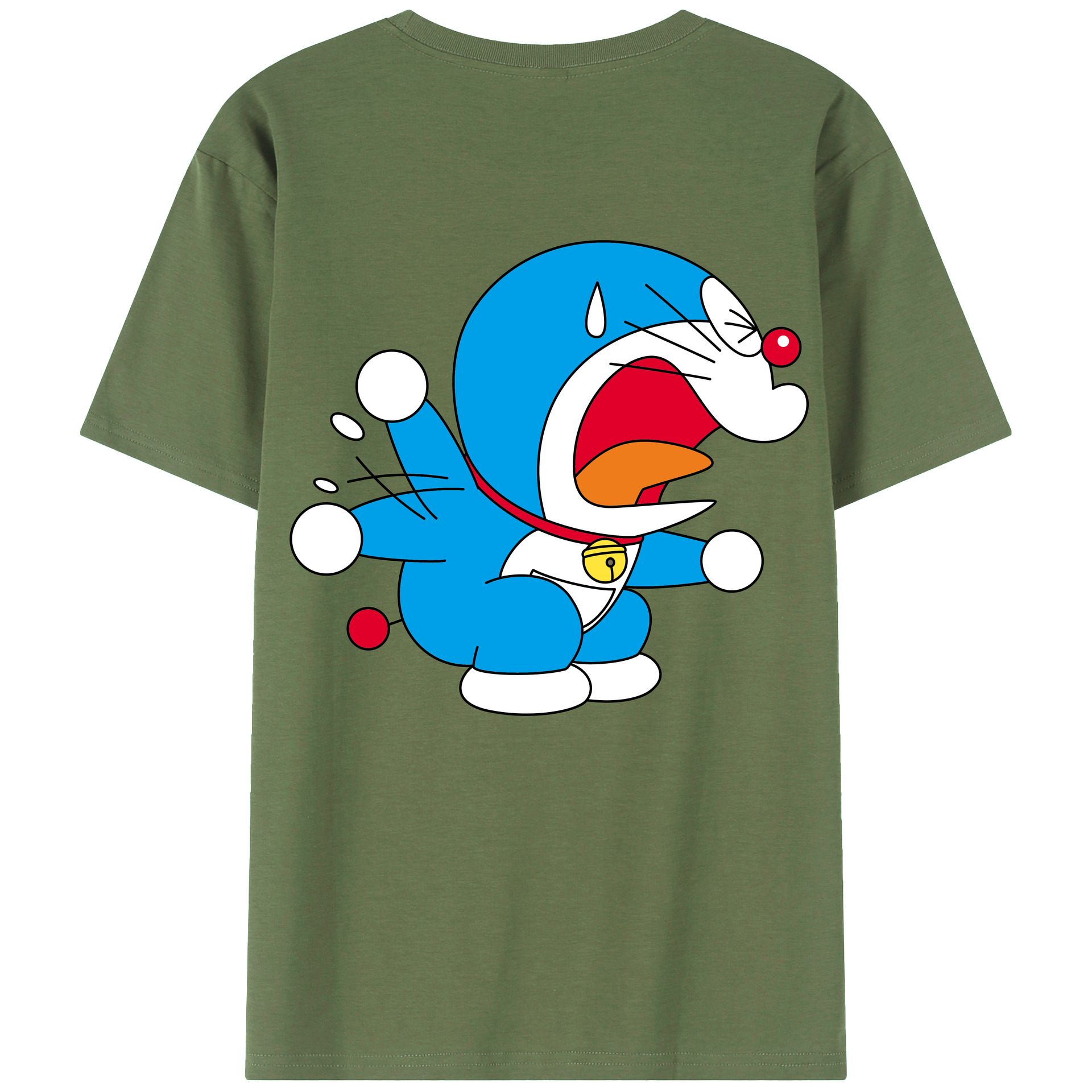 （画像用） ドラえもん Doraemon 綿100％ メンズ半袖Tシャツ（バックプリント） 通気性